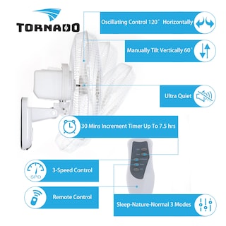 Foto 3 | Foto 3 | Ventilador De Pared Tornado De 16 Pulgadas Con Control Remoto, Paquete De 2 - Venta Internacional.
