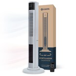 Ventilador Calentador De Torre 2 En 1 Esquimal, Climatizador De Aire Giratorio,temporizador Y Control Remoto, Gris