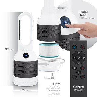 Foto 6 | Foto 6 | Ventilador Calentador Purificador 3 En 1 Esquimal, Sin Aspas, Silencioso, Chico, Gris - Blanco