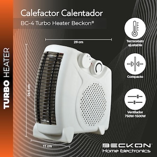 Foto 5 | Foto 5 | Calefactor Calentador Eléctrico 26cm Con Termostato 750w / 1500w Beckon