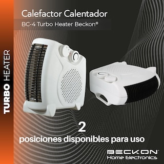 Foto 7 | Foto 8 | Calefactor Calentador Eléctrico 26cm Con Termostato 750w / 1500w Beckon