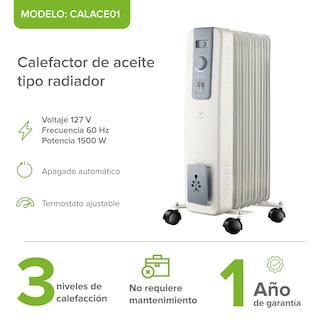 Foto 3 | Foto 3 | Calefactor eléctrico de aceite tipo radiador cobertura 20m2 AVERA CALACE01