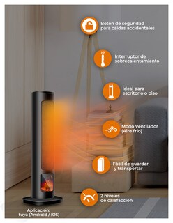 Foto 4 | Foto 4 | Calefactor Torre 24'' Wifi Inteligente Smart Home Flama Red Fan