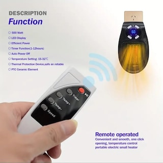 Foto 5 | Foto 5 | Calefactor Portátil Electrico De 500w Para Habitacion, Oficina, Con Pantalla Led