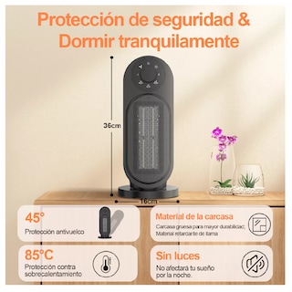 Foto 3 | Foto 3 | Calefactor Eléctrico de Aire Lab.G 3 Modos Oscilación Negro