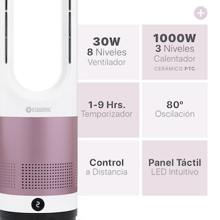 Foto 3 | Foto 3 | Ventilador Calefactor 2 en 1 Esquimal Rosa-blanco Sin Aspas Silencioso
