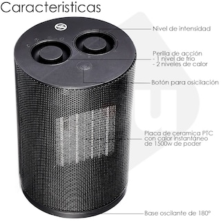 Foto 5 | Foto 5 | Ventilador y Calentador YOU Negro Oscilante Eléctrico 3 Niveles