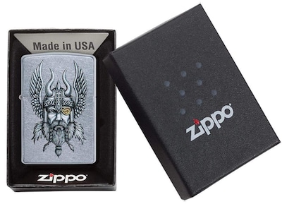 Foto 6 | Foto 6 | Mechero De Bolsillo Zippo Viking Warrior Design Street Chrome - Venta Internacional.