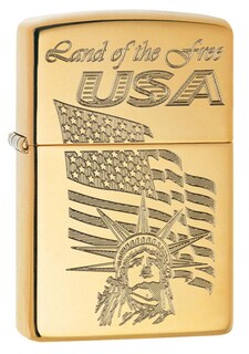 Foto 1 | Foto 1 | Mechero Zippo Usa Land Of The Free De Latón Altamente Pulido 80681 - Venta Internacional.