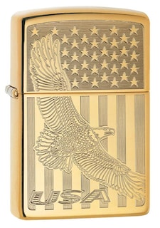 Foto 1 | Foto 1 | Mechero Zippo Usa Flying Eagle And Flag Latón Pulido - Venta Internacional.