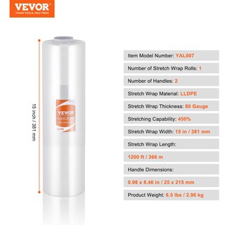 Foto 7 | Foto 7 | Película Estirable Vevor, Calibre 80, Resistencia Industrial, 15 X 365 M - Venta Internacional.