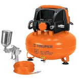 Kit Compresor Truper 101428 color Anaranjado Libre de Aceite de 24 l Pipi-420 y Manguera