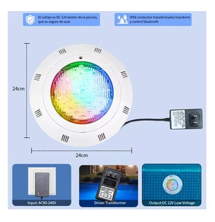 Foto 2 | Foto 2 | Lámpara Sumergible de Piscina Bluetooth 24w Rgb Blanco