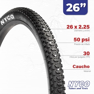 Foto 2 | Foto 2 | Llanta para Bicicleta Nyco 26 x 2.25 Hy188 26 Negro