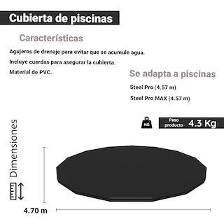 Foto 2 | Foto 2 | Cubierta Bestway 58038 color Negro Tapa para Alberca Circular 15 FT Plástico PVC Resistente