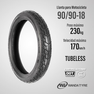 Foto 2 | Foto 2 | Set De Llantas Para Motocicleta Wanda 90/90-18 Tubeless 57r P822 Color Negro