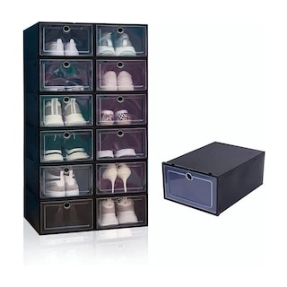 Foto 1 | Foto 1 | Kit de 12 Cajas Organizadoras Practiksa Negras Apilables para Calzado