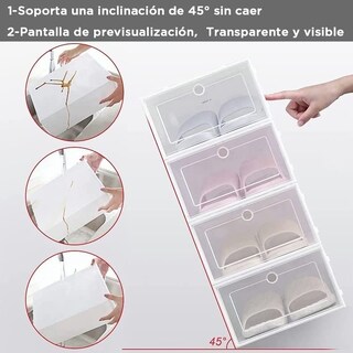Foto 3 | Foto 3 | Kit de 12 Cajas Organizadoras Practiksa Negras Apilables para Calzado