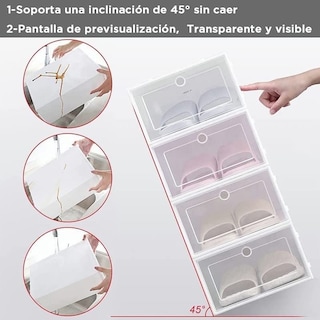 Foto 3 | Foto 3 | Kit de 12 Cajas Organizadoras Practiksa Blancas Apilables para Calzado