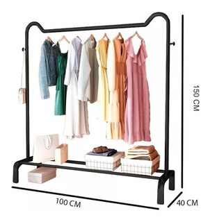 Foto 3 | Foto 3 | Practiksa Perchero Rack Metálico Reforzado Con Zapatera Para Ropa 100 Cm Color Negro