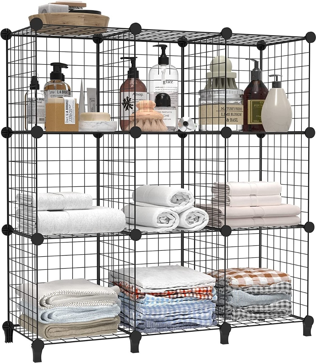 Practiksa Estante De Almacenamiento Con 9 Cubos Organización Para El Hogar Y La Oficina Color Negro