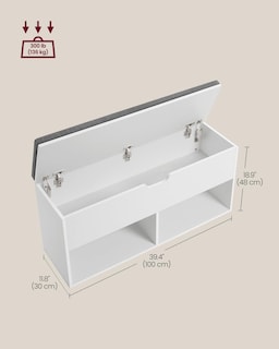 Foto 5 | Foto 5 | Banco Para Zapatos Vasagle Con Cojín Y Almacenamiento Blanco Y Gris