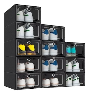Foto 1 | Foto 1 | Zapatera de Cajas Apilables de Plástico Xtellar Negro 12 Piezas