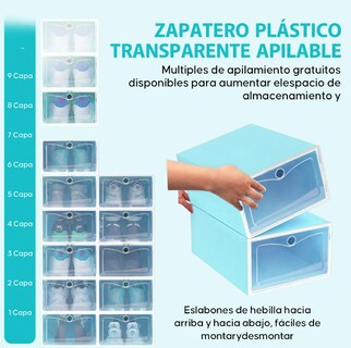 Foto 2 | Foto 2 | Zapatera de Cajas Apilables de Plástico Xtellar Azul 12 Piezas