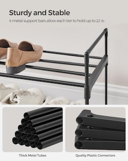 Foto 4 | Foto 4 | Zapatero Songmics Con 2 Niveles De Almacenamiento De Metal Para 10 Pares, Negro - Venta Internacional.