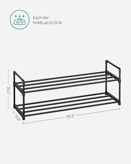 Foto 6 | Foto 6 | Zapatero Songmics Con 2 Niveles De Almacenamiento De Metal Para 10 Pares, Negro - Venta Internacional.