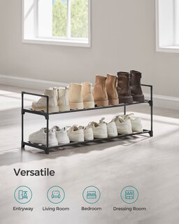 Foto 7 | Foto 7 | Zapatero Songmics Con 2 Niveles De Almacenamiento De Metal Para 10 Pares, Negro - Venta Internacional.