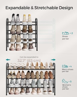 Foto 3 | Foto 3 | Zapatero Songmics, Expandible, De 3 Niveles, Para 20 Pares, Color Negro - Venta Internacional.