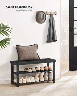 Foto 2 | Foto 2 | Banco Para Zapatos Songmics, Bambú, 3 Niveles, Entrada, Negro - Venta Internacional.