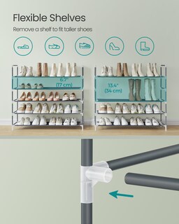 Foto 6 | Foto 6 | Zapatero Songmics, 5 Niveles, Estructura Metálica, Tela No Tejida, Gris - Venta Internacional.