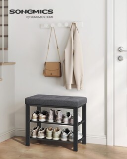 Foto 2 | Foto 2 | Banco Para Zapatos Songmics, Entrada Con Cojín Y Espacio De Almacenamiento, Gris Oscuro - Venta Internacional.