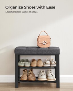 Foto 5 | Foto 5 | Banco Para Zapatos Songmics, Entrada Con Cojín Y Espacio De Almacenamiento, Gris Oscuro - Venta Internacional.