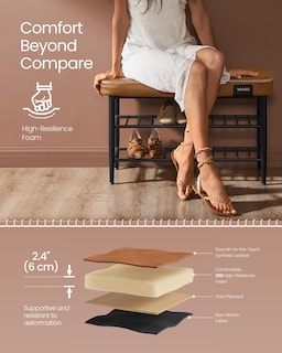 Foto 5 | Foto 5 | Banco Para Zapatos, Colección Vasagle Ekho, Color Marrón Caramelo - Venta Internacional.