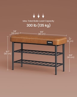 Foto 7 | Foto 7 | Banco Para Zapatos, Colección Vasagle Ekho, Color Marrón Caramelo - Venta Internacional.