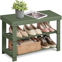 Banco Para Zapatos Songmics, Bambú, 3 Niveles, Color Verde Bosque - Venta Internacional.