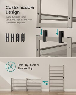 Foto 3 | Foto 3 | Zapatero Songmics De Metal De 8 Niveles Para 32 A 40 Pares De Capuchinos - Venta Internacional.