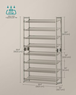 Foto 5 | Foto 5 | Zapatero Songmics De Metal De 8 Niveles Para 32 A 40 Pares De Capuchinos - Venta Internacional.