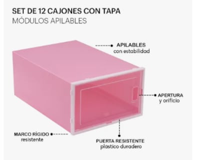 Foto 4 | Foto 4 | Cajas Organizadoras Apilables para Zapatos 12 Piezas