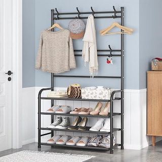 Foto 8 | Foto 8 | Zapatero Con Perchero Para Entrada De 4 Niveles – Organizador Multifuncional Para Zapatos, Ropa, Bolsos Y Accesorios