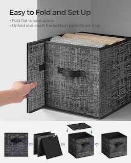 Foto 6 | Foto 6 | Storage Cubes Songmics, Tela No Tejida, 28 Cm, Juego De 8 Unidades, Color Negro - Venta Internacional.