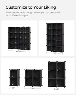 Foto 6 | Foto 6 | Organizador De Almacenamiento En Forma De Cubo Songmics, Juego De 16 Unidades, Plástico, Negro - Venta Internacional.