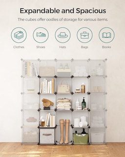 Foto 7 | Foto 7 | Organizador De Almacenamiento De Cubos Songmics, Blanco, 16 Cubos De Plástico - Venta Internacional.