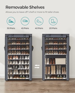 Foto 4 | Foto 4 | Zapatero Songmics De 9 Niveles Para 40-50 Pares Con Funda De Tela Gris - Venta Internacional.