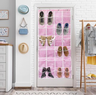 Foto 2 | Foto 2 | Organizador De Zapatos Sencillo Para Colocar Sobre La Puerta 24 Bolsillos Color Rosa - Venta Internacional.
