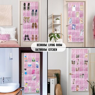 Foto 4 | Foto 4 | Organizador De Zapatos Sencillo Para Colocar Sobre La Puerta 24 Bolsillos Color Rosa - Venta Internacional.