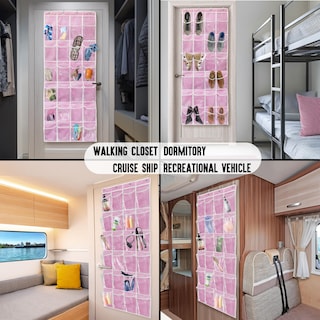 Foto 5 | Foto 5 | Organizador De Zapatos Sencillo Para Colocar Sobre La Puerta 24 Bolsillos Color Rosa - Venta Internacional.